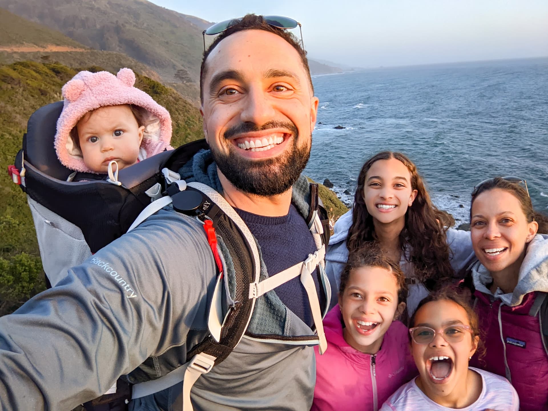 The entire Steele family camping at Kirk Creek in Big Sur, 2022